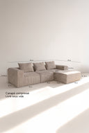 Cocoon - Canapé d'angle compressé en velours côtelé couleur taupe