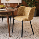 Ensemble table à manger rectangulaire 200x90cm en bois effet noyer Callao et 6 fauteuils ocre suzan