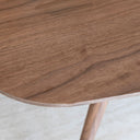 Ensemble table à manger rectangulaire 200x90cm en bois effet noyer Callao et 6 fauteuils ocre suzan