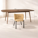 Ensemble table à manger rectangulaire 200x90cm en bois effet noyer Callao et 6 fauteuils ocre suzan