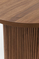Ensemble table à manger ovale 230x90cm en bois effet noyer Selma et 6 fauteuils en tissu ocre suzan