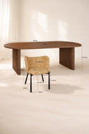 Ensemble table à manger ovale 230x90cm en bois effet noyer Selma et 6 fauteuils en tissu ocre suzan