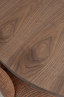 Ensemble table à manger ovale extensible 180-220x120cm en bois effet noyer Sierra et 6 fauteuils terracotta ginette