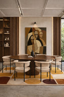 Sierra - Table à manger ovale extensible 180-220x120cm en bois effet noyer