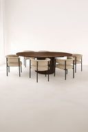Sierra - Ensemble table extensible et 6 fauteuils beige colette