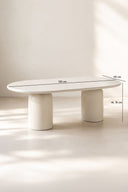 Minera - Table à manger ovale 220cm effet ciment écru