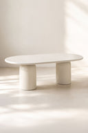 Minera - Table à manger ovale 220cm effet ciment écru