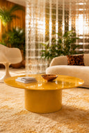 ELOA - Table basse ronde en verre ocre