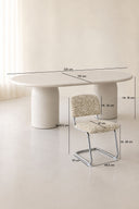 Féline - Ensemble table ovale 220cm effet ciment et 6 chaises en tissu tigré