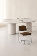Féline - Ensemble table ovale 220cm effet ciment et 6 chaises en tissu tabac
