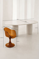 Glam - ensemble table ovale 220cm effet ciment crème et 6 fauteuils ambre