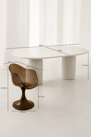 Glam - Ensemble table ovale 220cm effet ciment crème et 6 fauteuils écorce