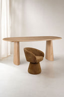 ALBA - Ensemble table ovale 220cm et 6 fauteuils de table pivotant terre de sienne