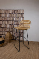 KAIKURA - Lot de 2 chaises de bar en rotin naturel
