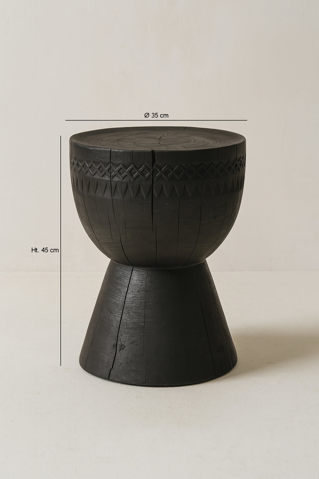 Dimensions Assa - Meuble d'appoint en bois d'acacia brûlé