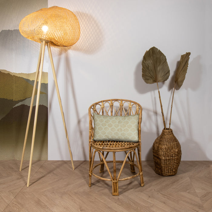 Fauteuil Katavi en rotin tressé et coussin en coton