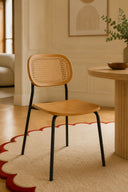 Nosara - Lot de 2 chaises en rotin, bois et métal