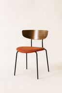 Riva - Lot de 2 chaises en bois, métal et velours côtelé terracotta