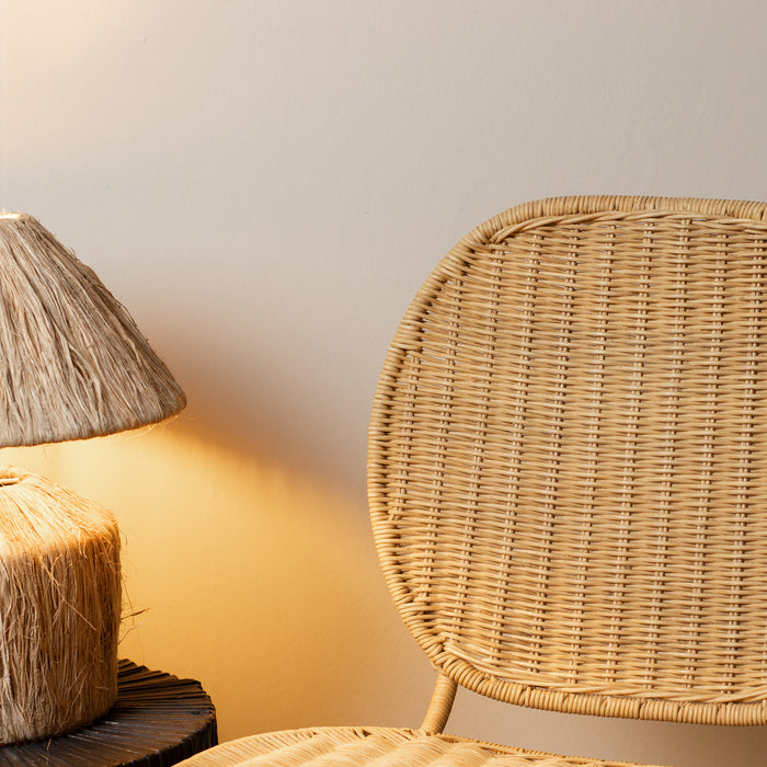 Lot de 2 chaises Nina en rotin naturel et pieds métal noir