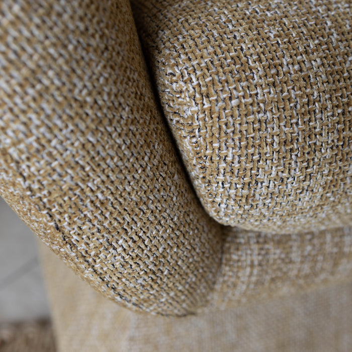 Fauteuil pivotant Sixties en tissu tweed ocre jaune 77x74x80 cm