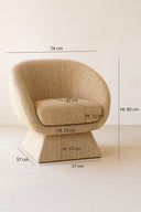 Sixties - Fauteuil pivotant en tissu tweed ocre jaune