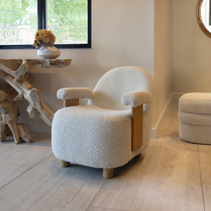 Fauteuil Ulysse en bouclette écru 72x75x73,5 cm