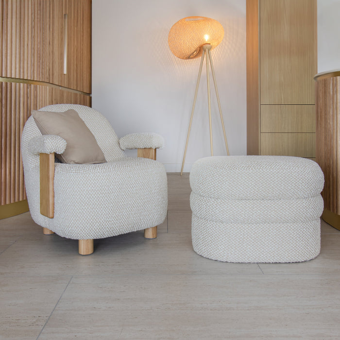 Fauteuil Ulysse en bouclette écru 72x75x73,5 cm