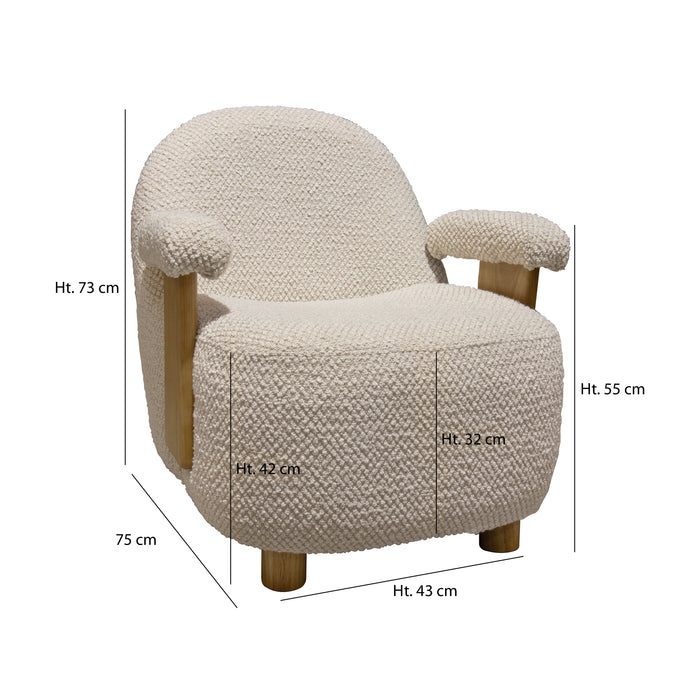 Fauteuil Ulysse en bouclette écru 72x75x73,5 cm