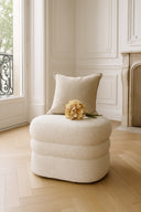 Ulysse - Pouf en tissu bouclette écru