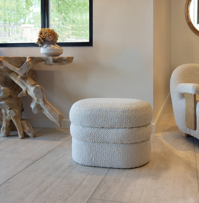 Pouf Ulysse en bouclette écru 64x44x45 cm
