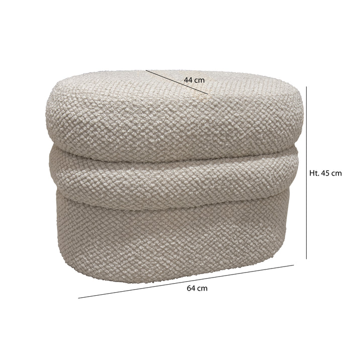 Pouf Ulysse en bouclette écru 64x44x45 cm