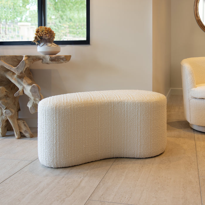 Banc Malo en bouclette blanche 101x56x47 cm
