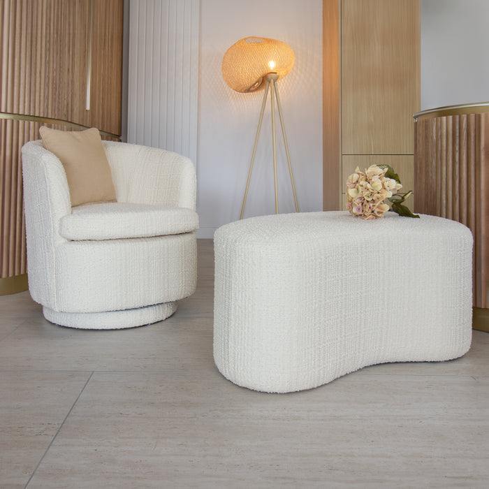 Banc Malo en bouclette blanche 101x56x47 cm