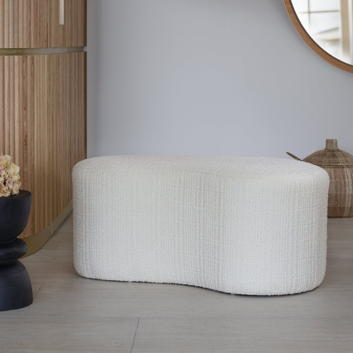 Banc Malo en bouclette blanche 101x56x47 cm