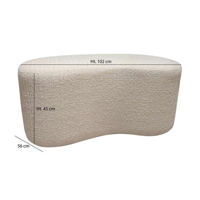 Banc Malo en bouclette blanche 101x56x47 cm