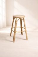 Amalfi - Tabouret de bar beige en aluminium effet rotin naturel
