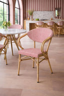 Amalfi - Lot de 2 fauteuils de table rouge en aluminium effet rotin naturel