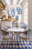 Amalfi - Lot de 2 fauteuils de table bleu en aluminium effet rotin naturel