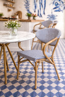 Amalfi - Lot de 2 fauteuils de table bleu en aluminium effet rotin naturel