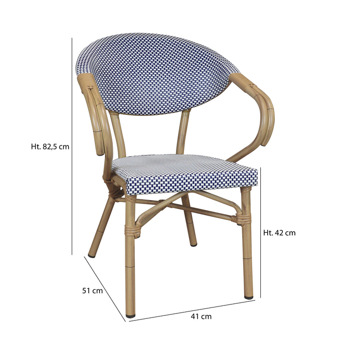 Lot de 2 fauteuils de table extérieurs en textilène bleu Amalfi