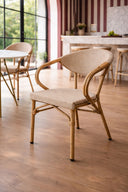 Amalfi - Lot de 2 fauteuils de table beige en aluminium effet rotin naturel