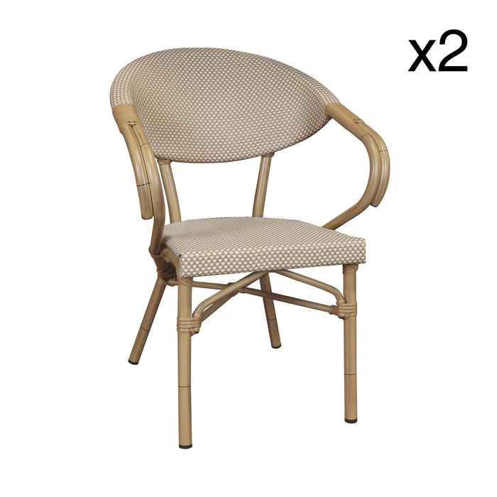 Lot de 2 fauteuils de table extérieurs en textilène beige Amalfi