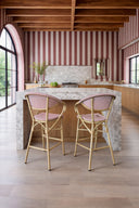 Amalfi - Lot de 2 fauteuils de bar rouge en aluminium effet rotin naturel