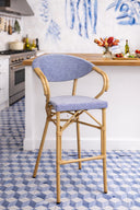 Amalfi - Lot de 2 fauteuils de bar bleu en aluminium effet rotin naturel