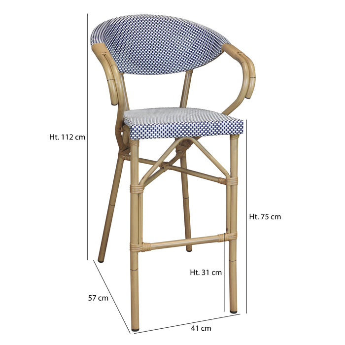 Lot de 2 fauteuils de bar en textilène bleu Amalfi