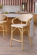 Amalfi - Lot de 2 fauteuils de bar en textilène beige 41x57xH112cm