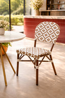 Scala - Lot de 2 chaises noisette en aluminium effet rotin couleur noyer
