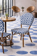 Scala - Lot de 2 chaises bleu en aluminium effet rotin couleur noyer