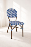 Scala - Lot de 2 chaises bleu en aluminium effet rotin couleur noyer