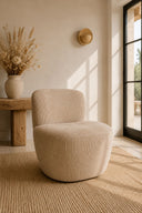 Côme - Fauteuil en tissu velours côtelé beige